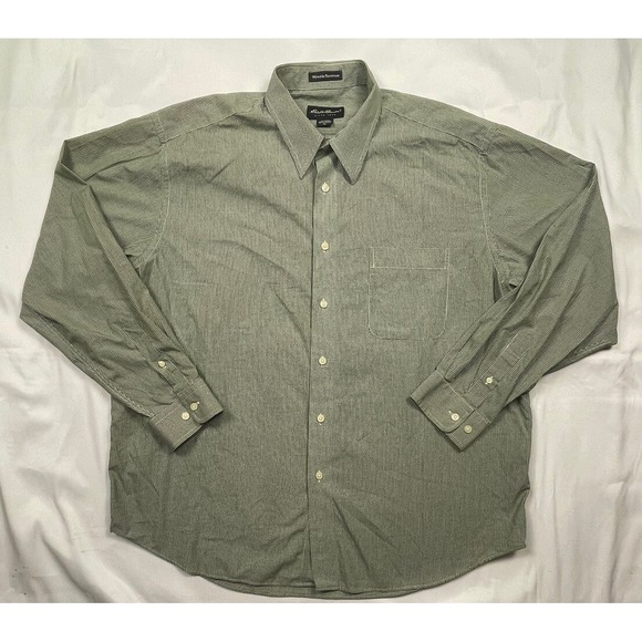 Eddie Bauer Men Shirt XXL Blue White Striped Button Up Wrinkle Resist Relaxed - Picture 1 of 6